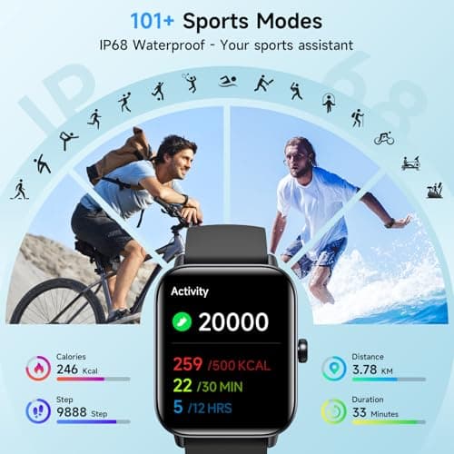 Smart Watches for Men Women, Alexa Built-in, 1.8" Smartwatch with Heart Rate/SpO2/Sleep/Stress, IP68 Waterproof Fitness Tracker with Bluetooth Call (Answer/Make), 101+ Sports Modes, for Android iPhone - Thumbnail 4