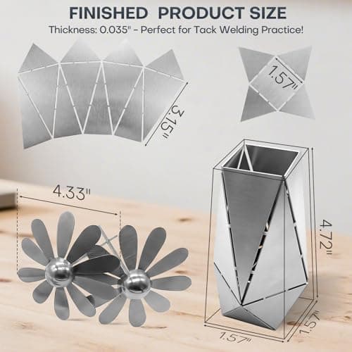 CMLDGIA Two 3D Daisies and One Vase Welding Practice Kit for Beginners DIY 201 Stainless Steel Tack Welding Project Metal Art Coupons for Tig Mig Welding Projects Metal Craft Kit (3D Daisy Style) - Thumbnail 3