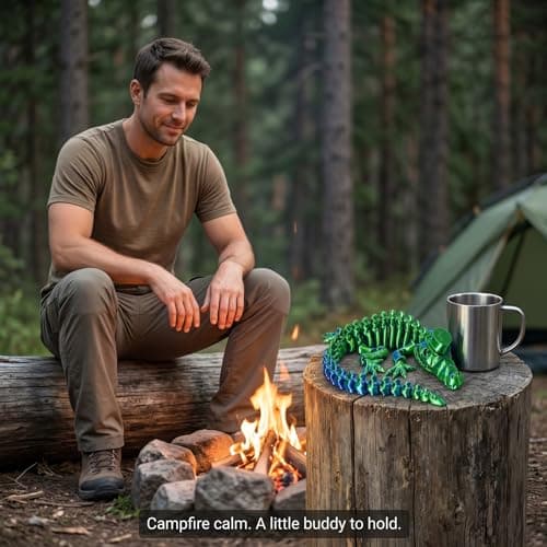 WISWIK 3D Printed Alligator for Outdoor: 32 Articulated Joints Comfortable to Fidget - Helper Stress-Relieving & Companion for Camping & Backpacking Trips - Travel Enthusiasts - Thumbnail 4