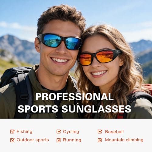 suoso Sports Polarized Sunglasses for Men & Women – UV400 Protection Wrap Around Sun glasses for Fishing, Driving & Cycling - Thumbnail 3