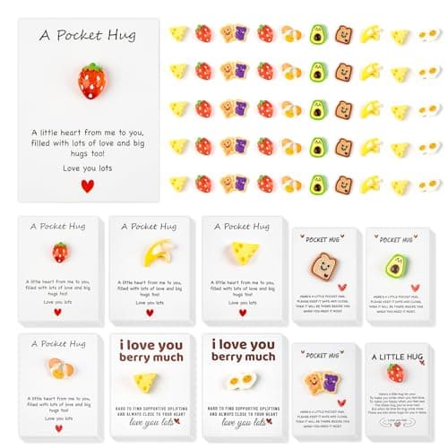 mountova 100 Sets Pocket Hug with Food-Themed Resin - Small Stress-Relief Emotional Support Cards Bulk Gifts for Coworkers