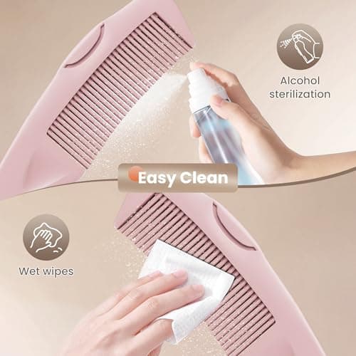 Dafeng Dandruff Comb 2PC Upgraded Fine Tooth Scalp Detox Comb Sweep & Massage Lice Stainless Steel Scalp Detoxing Hair Brush Tool Hair Care for Women, Men & Kids (Pink) - Thumbnail 4