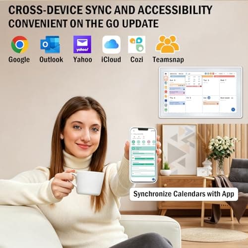 15.6" Smart Digital Wall Calendar - 1080P HD Touchscreen Electronic Planner & Family Hub for Chore Charts & Meal Planning. Auto-Syncs with Google, iCloud, Outlook, Cozi - Thumbnail 3