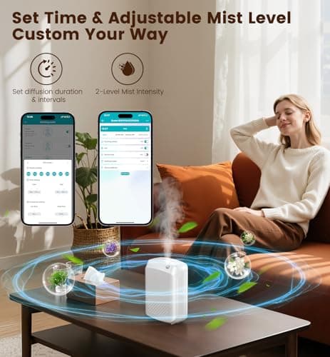 XEITIN Waterless Essential Oil Diffuser 3000 Sq.Ft Coverage for Large Home Hotel Office, 400ml Cold Air Scent Machine, Bluetooth App Control, No-Noise Aroma Diffuser Wall Mount Gift for Mom for Her - Thumbnail 3