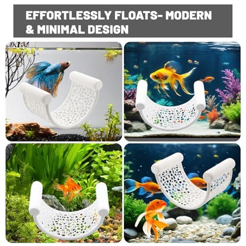 Ptazucv White Betta Fish Hammock,Betta Fish Tank Accessories Decorations,Safe Floating Aquarium Rest Ledge for Bettas,Nano Fishs,Small Fish Shrimp (White) - Thumbnail 5