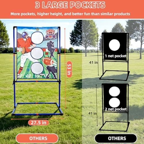 Jahenway Football Toss Game Set with 4 Inflatable Balls – Football Throwing Target Toy for Kids Ages 8-12, Indoor & Outdoor Sports Activity for Boys and Girls Ages 3+ - Thumbnail 2