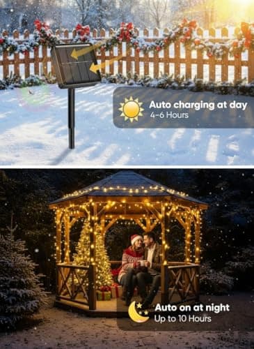 CVchancin Solar Rope Lights Outdoor Waterproof 72FT 200LED Solar String Lights Christmas Decorations Outside for Garden Patio Yard Trees Path Fence IP65 Solar Powered Tube Fairy Lighting Warm White - Thumbnail 5