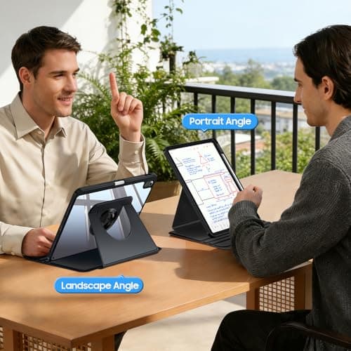 Fintie 360 Degree Rotating Case for iPad Air 11-inch M4/M3/M2 (2026/2025/2024), iPad Air 5th/4th Generation (2022/2020) 10.9 Inch - Swiveling Stand Clear Back Cover with Pencil Holder, Black - Thumbnail 4