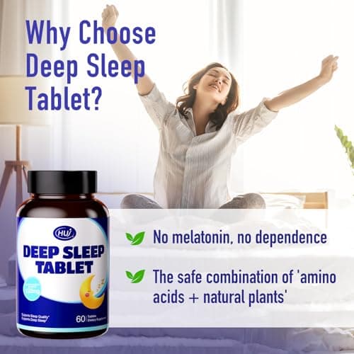 HUJ Deep Sleep Tablet - Supports Sleep Quality & Deep Sleep - Contains GABA, Ashwagandha, Spine Date Seed, L-Theanine, Valerian Extract & Lily Bulb Extract - 60 Tablets - Thumbnail 4