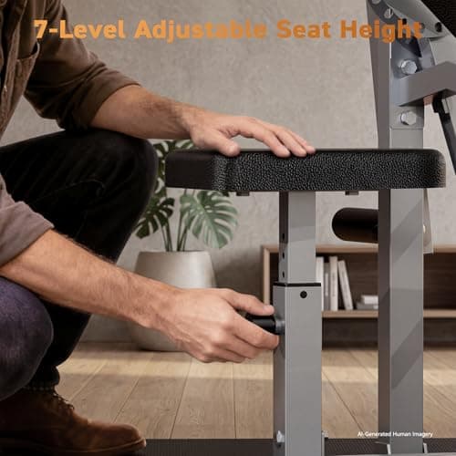Preacher Curl Bench for Biceps and Triceps Isolation Training, with Thickened Pad, Compatible with 1" and 2" Weight Plates - Thumbnail 4