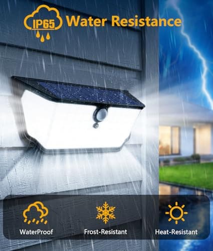 WdtPro Solar Lights Outdoor Waterproof, 300° Angle & 3 Lighting Modes Motion Sensor Outdoor Lights, Solar Security Flood Lights for Outside Fence Wall Yard Front Door Deck Garden Garage 2 Pack - Thumbnail 6
