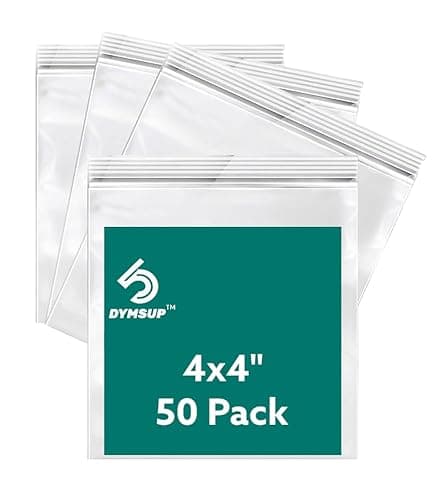 50 Pack Clear Small Plastic Ziplock Bags - 6 Mil Durable Heavy Duty Zipper Bags - Various Sizes (4X4,4X5,5X5) - Resealable Poly Bags for Jewelry Snack Candy Pills & Small Business Packaging (4X4) - Image 1