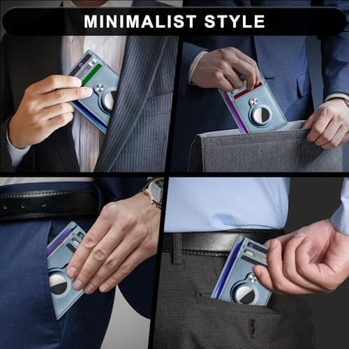 Hawanik Slim Minimalist Front Pocket Air Tag Wallet, RFID Blocking Card Holder Wallet with Airtag Holder - Thumbnail 6