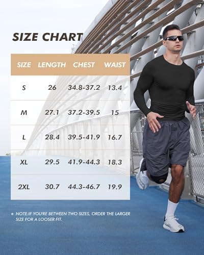 5 Pack Long Sleeve Compression Shirts for Men - Black Quick Dry Workout Base Layer Undershirt Top for Athletic Gym Running - Thumbnail 6
