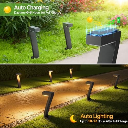 WdtPro Solar Lights Outdoor Pathway Lights, 6 Pack Upgraded Bright LED Outdoor Solar Light for Outside, IP65 Waterproof Solar Garden Light for Yard, Driveway, Walkway, Landscape, Patio Decor - Thumbnail 5