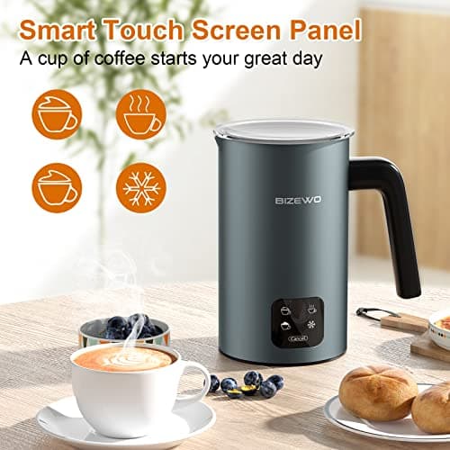 4-in-1 Electric Milk Frother & Steamer, Stainless Steel Automatic Warmer with Touch Screen for Coffee, Latte, Macchiato, Cappuccino & Hot Chocolate (Warm & Cold) - Thumbnail 3