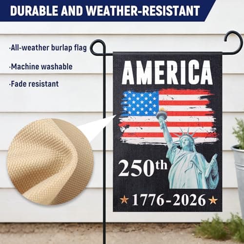USA 250th Anniversary Flag - 12x18 Inch Double Sided 4th of July Garden Flag, Independence Day Porch Banner, 1776-2026 Independence Day Flag Outdoor Yard Decor - Thumbnail 3