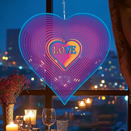 Heart Gifts for Mom, Moms Wind Spinners, Mother's Day Best Gift for Mom, Mother Birthday Gift from Daughter Son, Love Reminder Gifts for Mother's Day, Love Gifts for Outside, Purple, 12in - Image 1