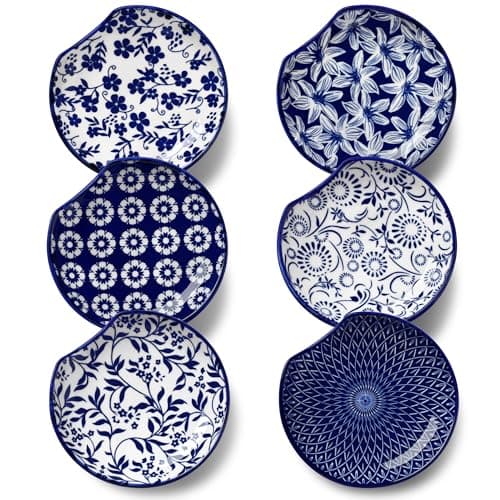 vancasso 6-Pack Ceramic Spoon Rest for Stove Top, Decorative Ceramic Cooking Spoon Holder for Kitchen Counter, 4.8 Inch Blue White Chinoiserie Floral Spoon Rest, Farmhouse Style, Heat-Resistant - Image 1