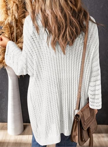 Dokotoo White Cardigan Sweaters Lightweight Cardigans 2026 Summer Spring Outfits for Women Beach Vacation Travel Concert Clothes Dressy Casual Crochet Women's Clothing Fashion Bathing Suit Cover Up - Thumbnail 4