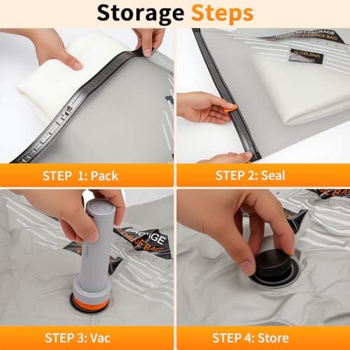 Vacuum Storage Bags, Travel Vacuum Bags with Portable Electric Pump, Space Saver Compression Bags for Travel, Luggage, Suitcase, Vacuum Seal Bags for Clothing, Bedding, Large Items-12 Combo Set - Thumbnail 5