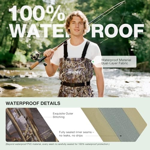 Lekesky Fly Fishing Chest Waders with Boots for Men Women, US Sizes 5–14,2-Ply Nylon/Pvc Waterproof Waders (Camo, M11) - Thumbnail 4