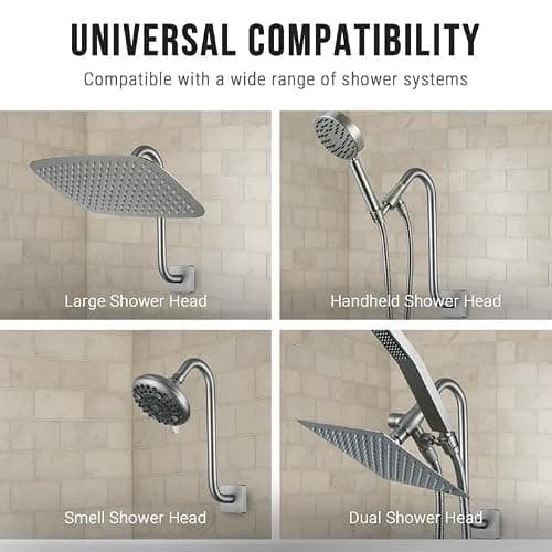 G-Promise All Metal 12-Inch S Shaped Shower Arm with Flange(Brushed Nickel) - Thumbnail 2