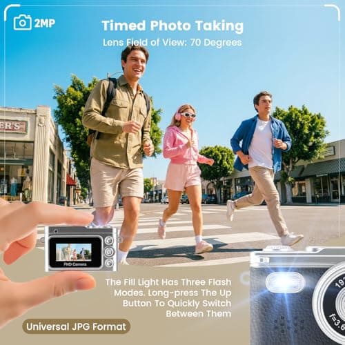 Mini Keychain Camera, 1080P Retro Keychain Digital Camera with 32G SD Card, Tiny Video Thumb Camera with 0.96" Screen, Teens Portable 20g Pocket Camcorder with Flash for Vlogging, Travel, and EDC - Thumbnail 3