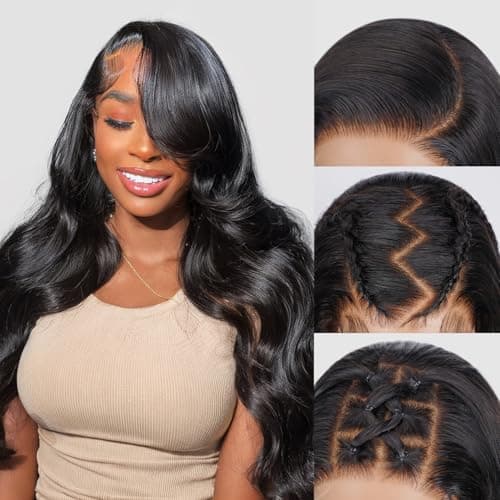 WISHGIRL Body Wave Lace Front Wig Human Hair SKINLIKE HD Lace Wigs 13x4 Full Frontal Lace Wig 0.10mm Ultra-thin Invisible Swiss HD Lace Front Wigs Frayed Ends Tiny Knots 200% Density Natural Color - Image 1