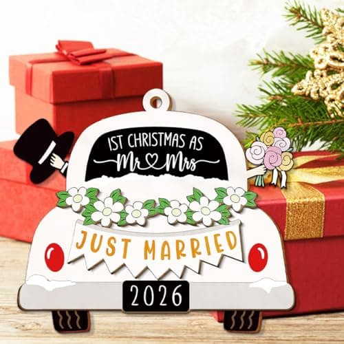 Wedding Gifts for Couples 2026, Gifts for Newlyweds, Bridal Shower Gift, Mr and Mrs Gift, Just Married Ornaments, First Christmas Married Ornament 2026 - Thumbnail 3