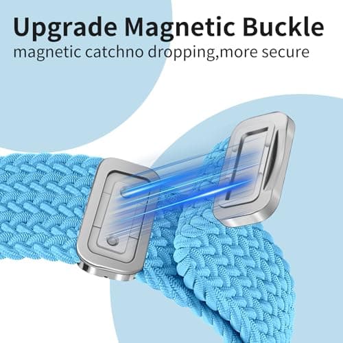 Chinber Braided Band Compatible with Apple Watch Bands 40mm 38mm 41mm 42mm 44mm 45mm 46mm 49mm,Magnetic Soft Nylon Stretchy Strap with Designer Bling Crown Strap for Series 10/9/8/7/6/5/4/3/2/SE/Ultra - Thumbnail 4