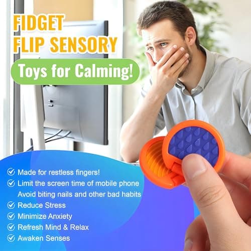 Fidget Toys Adults, Sensory Toys for Kids with Autism, Anxiety Relief Items for ADHD Stress Relief, Texture Worry Stone for Teens & Flip Slider - Treasure Box Toys for Classroom (3pcs) - Thumbnail 6