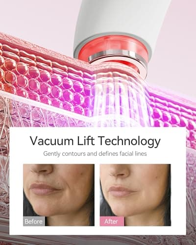 FliKEZE Red Light Therapy Device for Face and Neck, 3-in-1 Microcurrent & Vacuum Facial Massager, Skin Tightening, Firming and Anti-Aging Skincare Tool (White) - Thumbnail 3