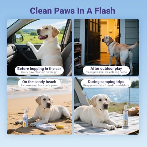 UZENEY Pet Paw Cleaner, No-rinse Dog Paw Washer, Waterless Foam Foot Cleanser for Larger Dogs&Small Dogs&Cats, Built-in Scrubber Brush for Dirty and Muddy Paw, Safe Ingredient, pH-balanced, 5.07 fl.oz - Thumbnail 2