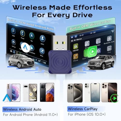 Carlinkit Mini Ultra Wireless CarPlay & Android Auto Adapter - Plug & Play Dongle for iPhone & Android, Convert Wired to Wireless, USB-A/USB-C Fast Connection, Compatible with OEM Wired Cars - Thumbnail 4