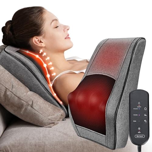 Boriwat Back Massager with Heat, Neck Massager for Pain Relief Deep Tissue, 3D Kneading Massage Pillow for Back, Neck, Shoulder, Legs, Gifts for Women Men Mom Dad