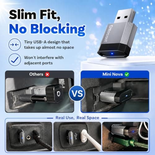 OTTOCAST Mini Nova, 2 in 1 Wireless Carplay & Android Auto Adapter, Plug & Play 2026 Upgraded with AI Assistance (ChatGPT, Gemini, Claude) - Thumbnail 6