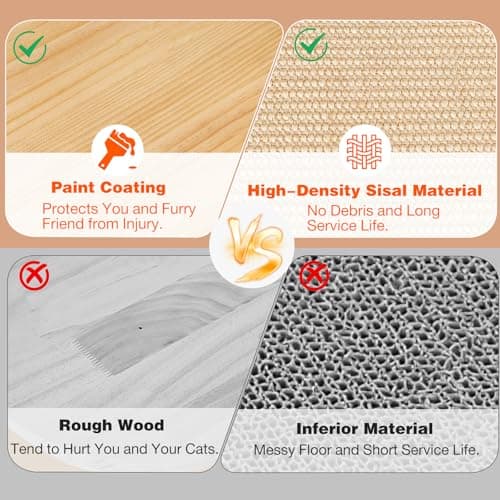 Petjoyi Upgraded Oval Sisal Cat Scratcher with Ball Track - Heavy-Duty Woven Scratching Pad, Interactive Cat Toy with 3 Balls, Extra Durable Wooden Base, 17" L x 13" W x 1.2" H - Thumbnail 5