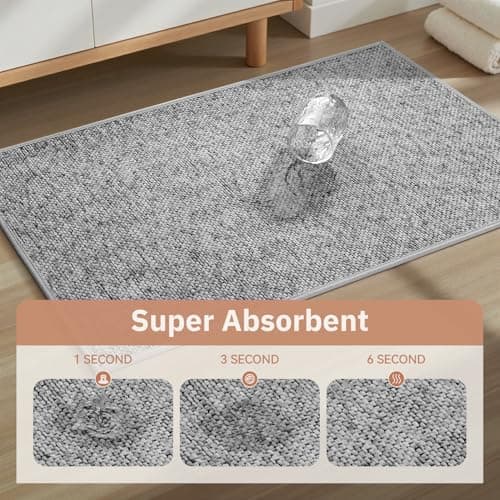 PADOOR Thin Bathroom Runner 24"x48", Braided Bath Mats for Bathroom fits Under Door, No-Slip Rubber Bath Rugs, Machine Washable & Quick Dry Absorbent Bath Mat (Grey) - Thumbnail 3