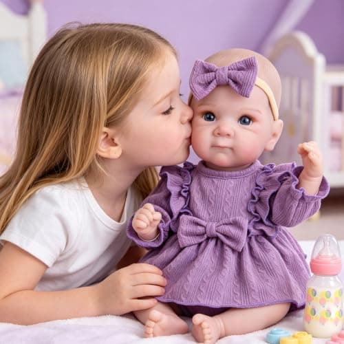 Milidool Lifelike Reborn Baby Dolls Girl - 20 Inch Realistic Newborn Real Life Baby Doll with Poseable Body, Feeding Kit Included, Ideal for 3+ Year Old Girls Gifts, Birthday, Pretend Play, Collection - Thumbnail 3