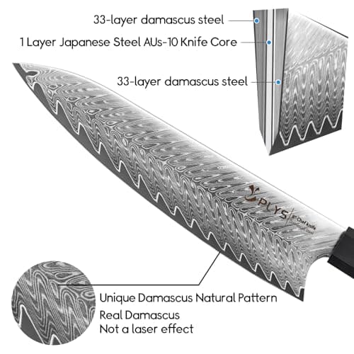 Damascus Chef Knife for Kitchen 8-Inch: Professional Japanese knives with G10 Ergonomic Handle, Cooking Knife with Gift Box - Thumbnail 4