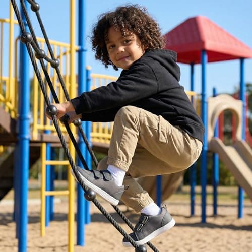 STQ KIDS Toddler Boy Shoes Wide Toe Box Barefoot Shoes Lightweight Kid Tennis Sneakers Non-Slip Zero Drop First Walking Running Shoe Outdoor Indoor Activities Dark Grey Toddler Size 5 - Thumbnail 2