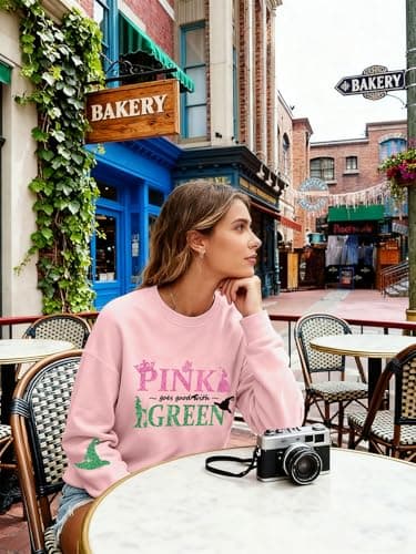 Pink Goes Good with Green Sweatshirt Women Musical Movie Graphic Gifts Casual Long Sleeve Sweater Tops - Thumbnail 3