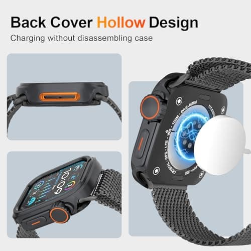 SDOCEBF Aluminum Alloy Case for Apple Watch SE 3/2/1, Series 6/5/4 44mm, Rugged Metal Bumper with Ceramic Back Cover, Shockproof Protective Case for iWatch 44mm, Titanium Gray - Thumbnail 5