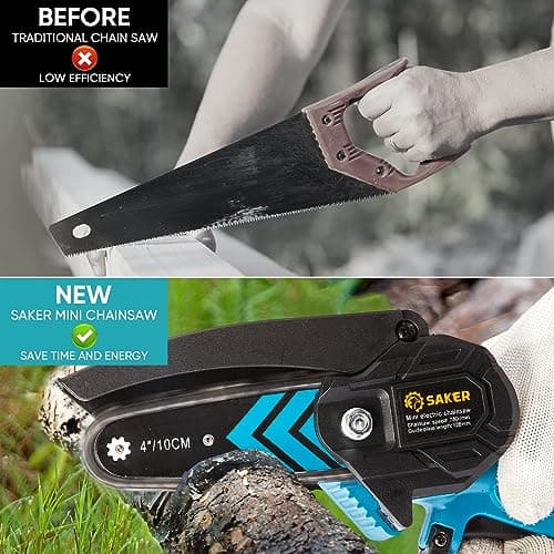 Saker Mini Chainsaw,Portable Electric Chainsaws Cordless,Small Handheld Chain Saw Pruning Shears Chain Saws for Tree Branches,Gifts for for Men Husband Women,Courtyard and Garden - Thumbnail 5