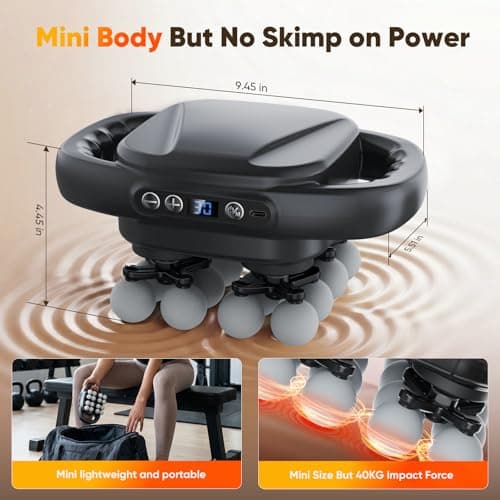 HOTU Massage Gun Deep Tissue, 16-Head Back Massager for Body Muscle Pain Relief, 3 Modes & 30 Intensities Portable Electric Quiet Multi Mini Handheld Percussion Massagers Leg/Waist/Shoulder/Hip/Foot - Thumbnail 5