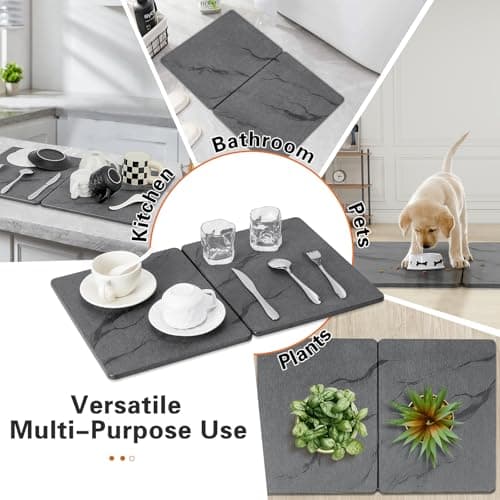 Koalafast Large Stone Drying Mat for Kitchen Counter, Diatomaceous Earth Dish Drying Mat Foldable, Non Slip Kitchen Mat Quick Dry for Dishes Bottles Cups (24"L X 16"W) - Thumbnail 5