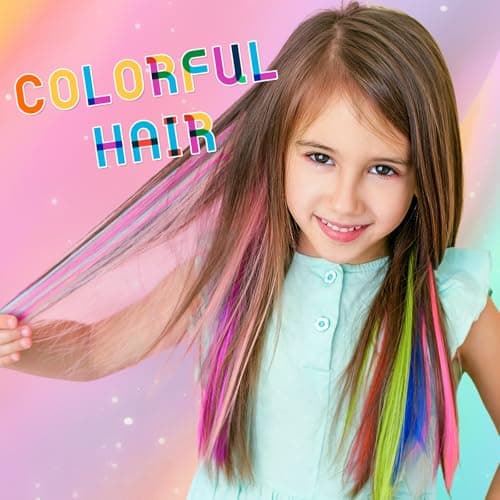 Hair Chalk Girls Gift, 12 Temporary Hair Dye Colourful Pens, Non-Toxic, Easy Washable, Birthday Christmas New Year Cosplay Party Gifts for Girls & Teens Age 4-6 7-14 - Thumbnail 3