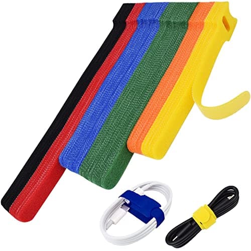 80pcs Cable Ties Reusable Multicolor Wire Ties Cable Management Cord Ties Reusable for Electronics Hook and Loop Cable Ties for Computer 4 6 8 Inch with 6 Colors - Image 1