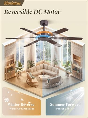 Fanbulous Ceiling Fan No Light, 48 Inch Indoor/Outdoor 6 Blades Ceiling Fan with Remote, 6-Speeds, Quiet Reversible DC Motor, Fans Without Light for Tilted Ceiling/Bedroom/Living Room/Patios - Thumbnail 6
